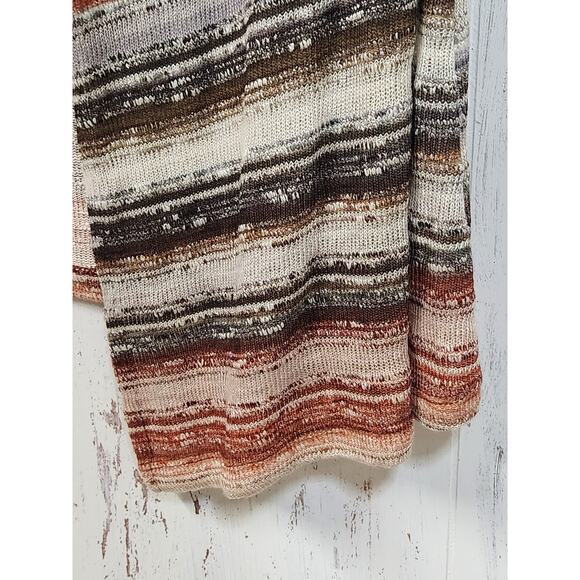 Catherines Vest Cardign Stripped Kimono Size 1X Lagenlook Copper Brown Coastal - Picture 5 of 11